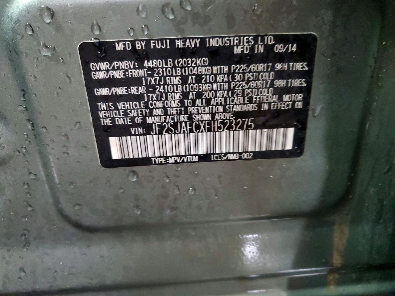 2015 SUBARU FORESTER 2.5I PREMIUM photo 14