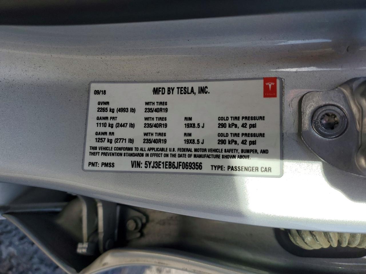 2018 TESLA MODEL 3 photo 23