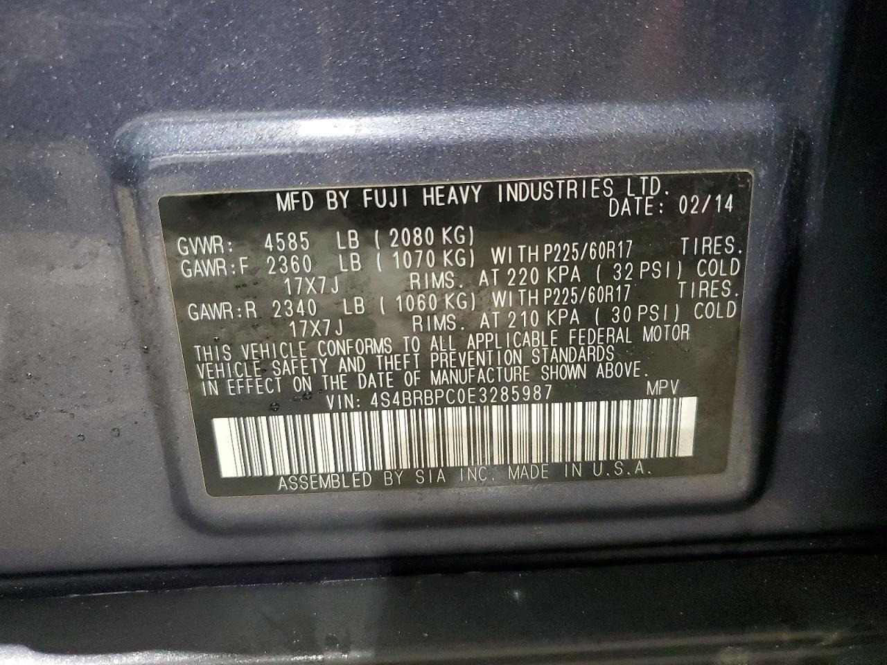2014 SUBARU OUTBACK 2.5I LIMITED photo 37