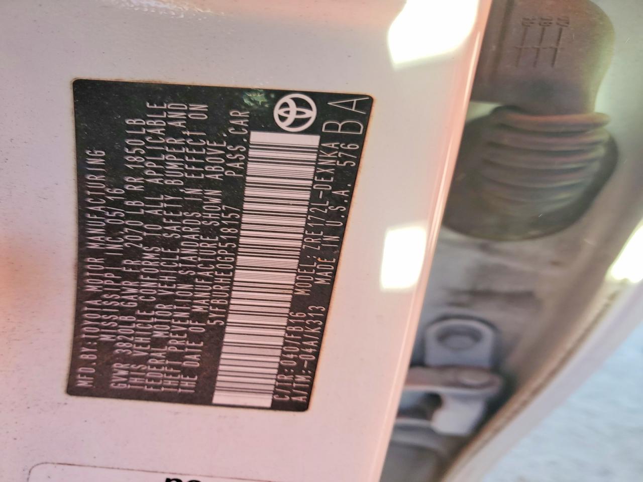 2016 TOYOTA COROLLA L photo 12