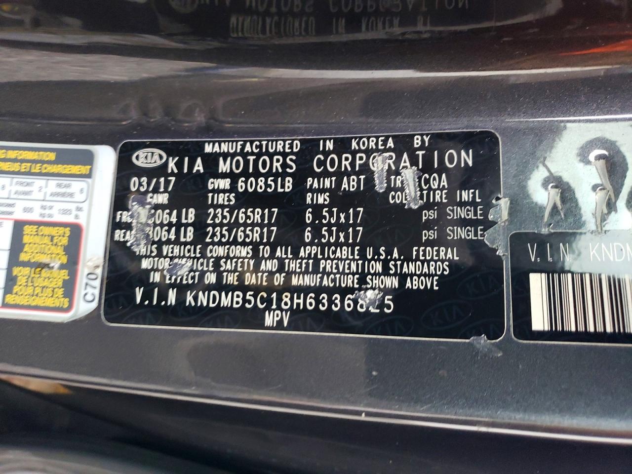 2017 KIA SEDONA LX photo 13