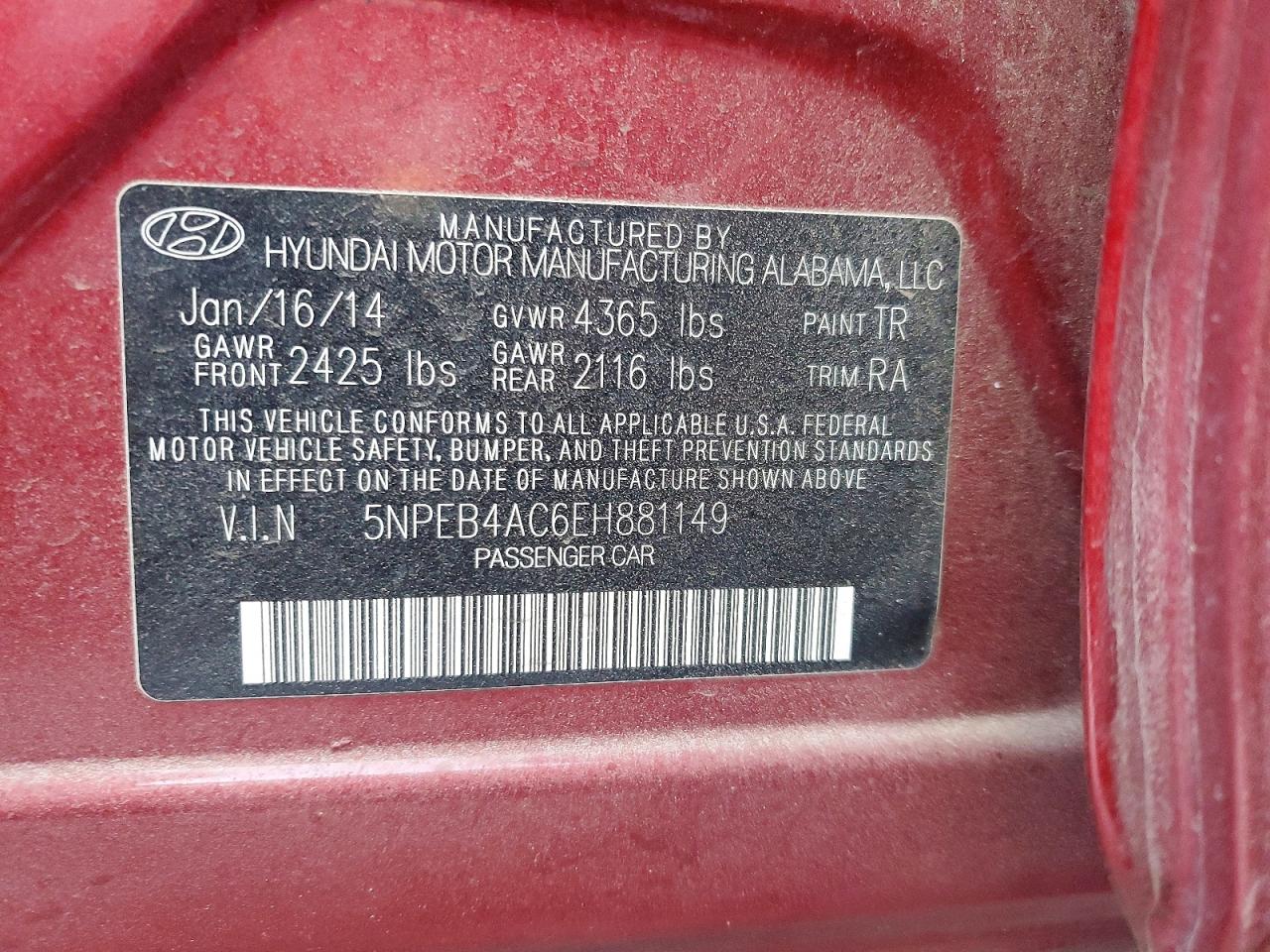 2014 HYUNDAI SONATA GLS photo 13
