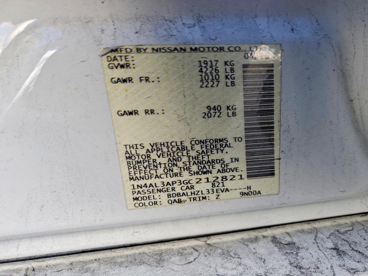2016 NISSAN ALTIMA 2.5 photo 12