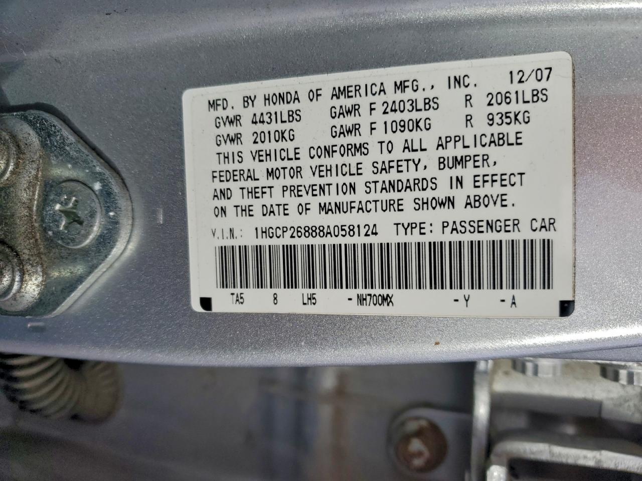 2008 HONDA ACCORD EXL photo 23