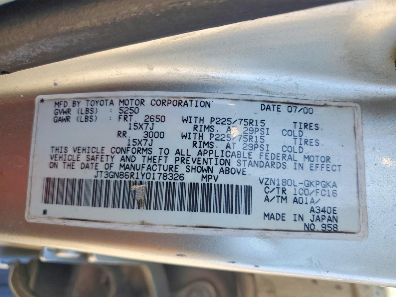 2000 TOYOTA 4RUNNER SR5 photo 13