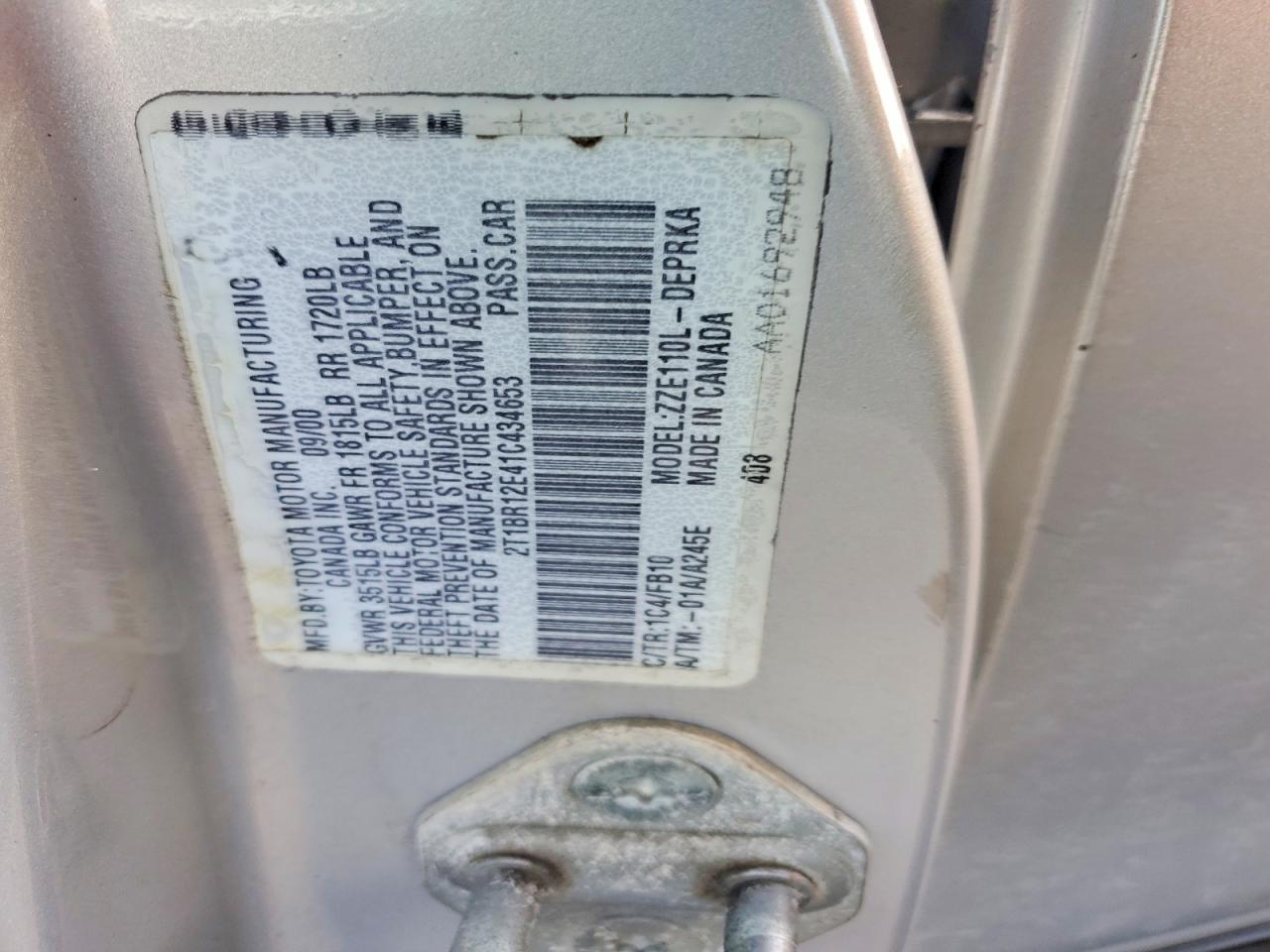 2001 TOYOTA COROLLA CE photo 12
