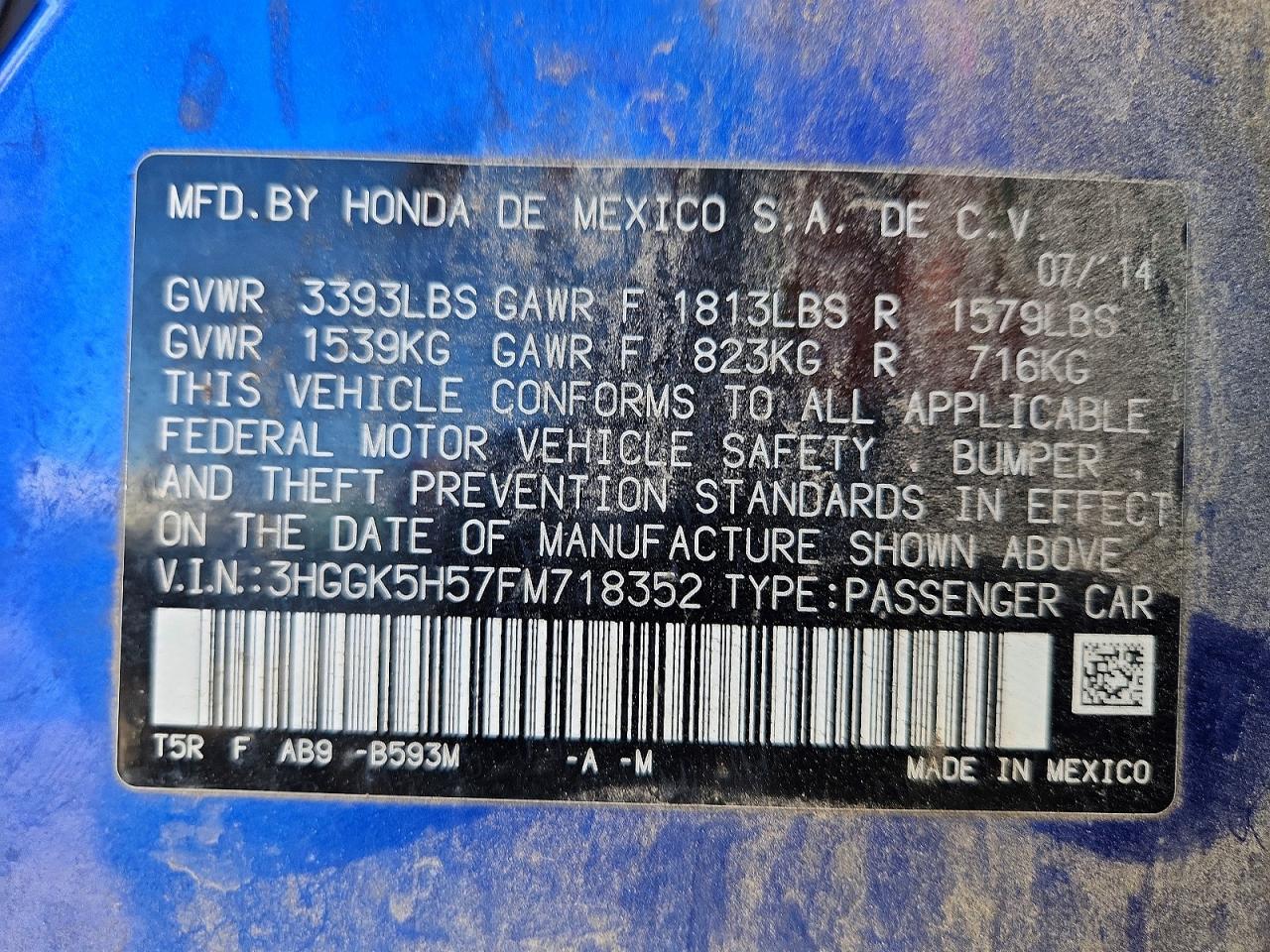 2015 HONDA FIT LX photo 12