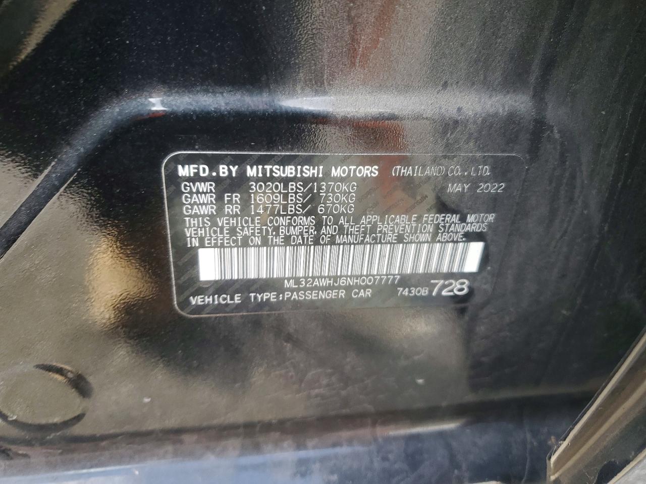 2022 MITSUBISHI MIRAGE SE photo 12