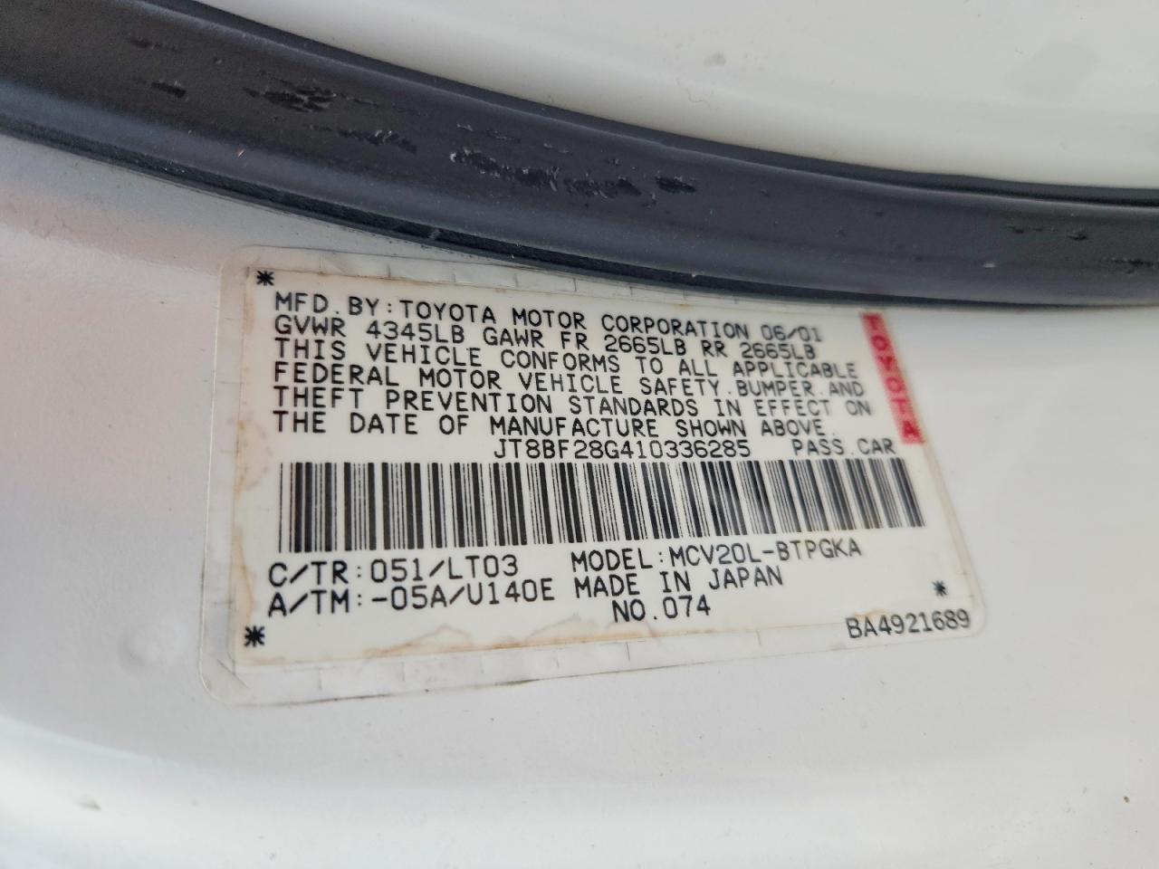 2001 LEXUS ES 300 photo 12