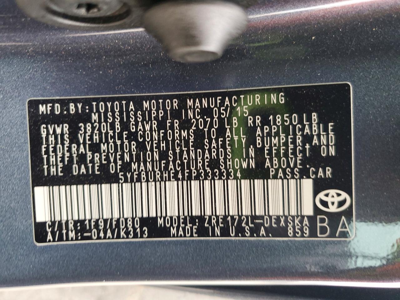 2015 TOYOTA COROLLA L photo 13