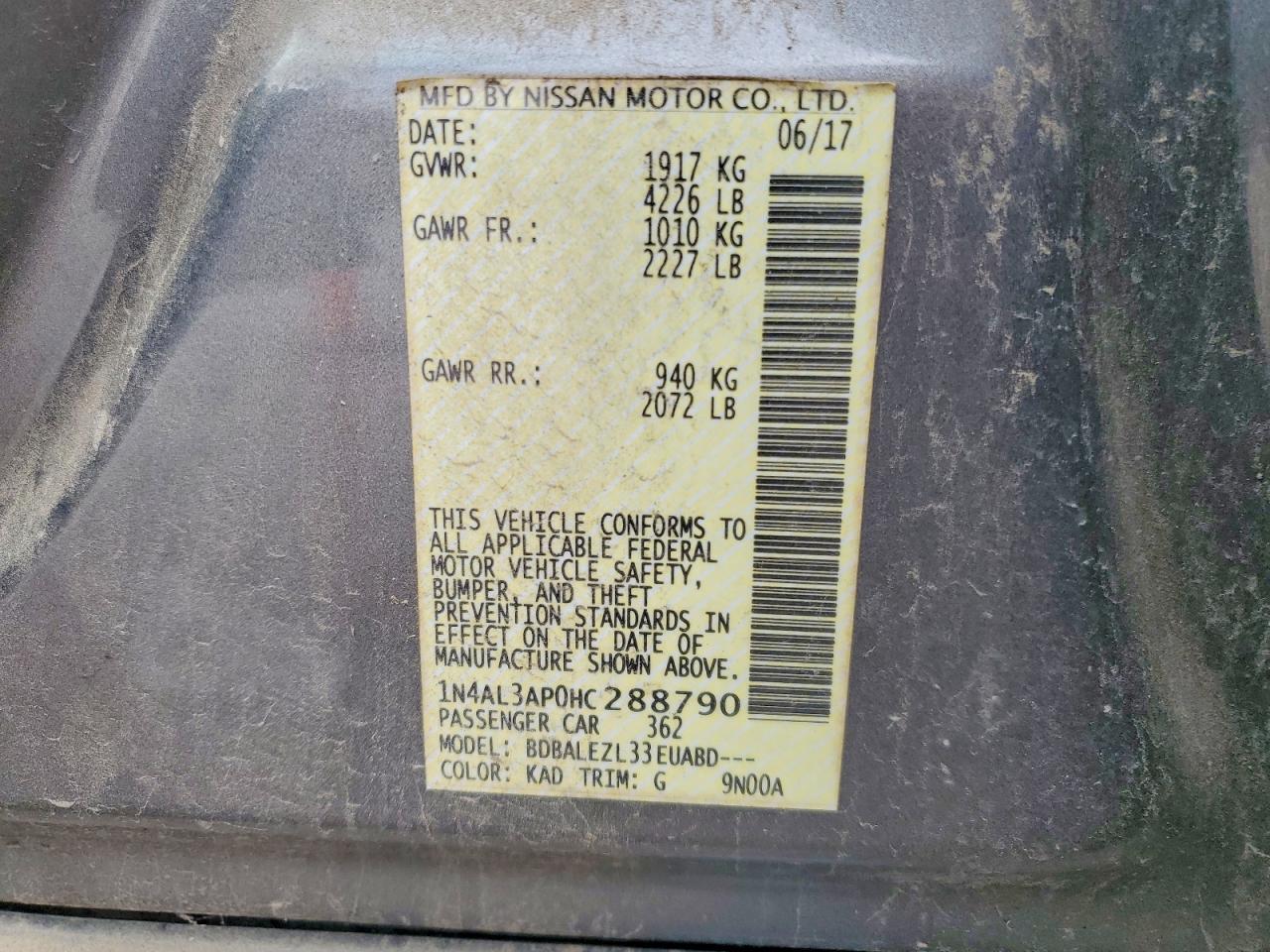2017 NISSAN ALTIMA 2.5 photo 13