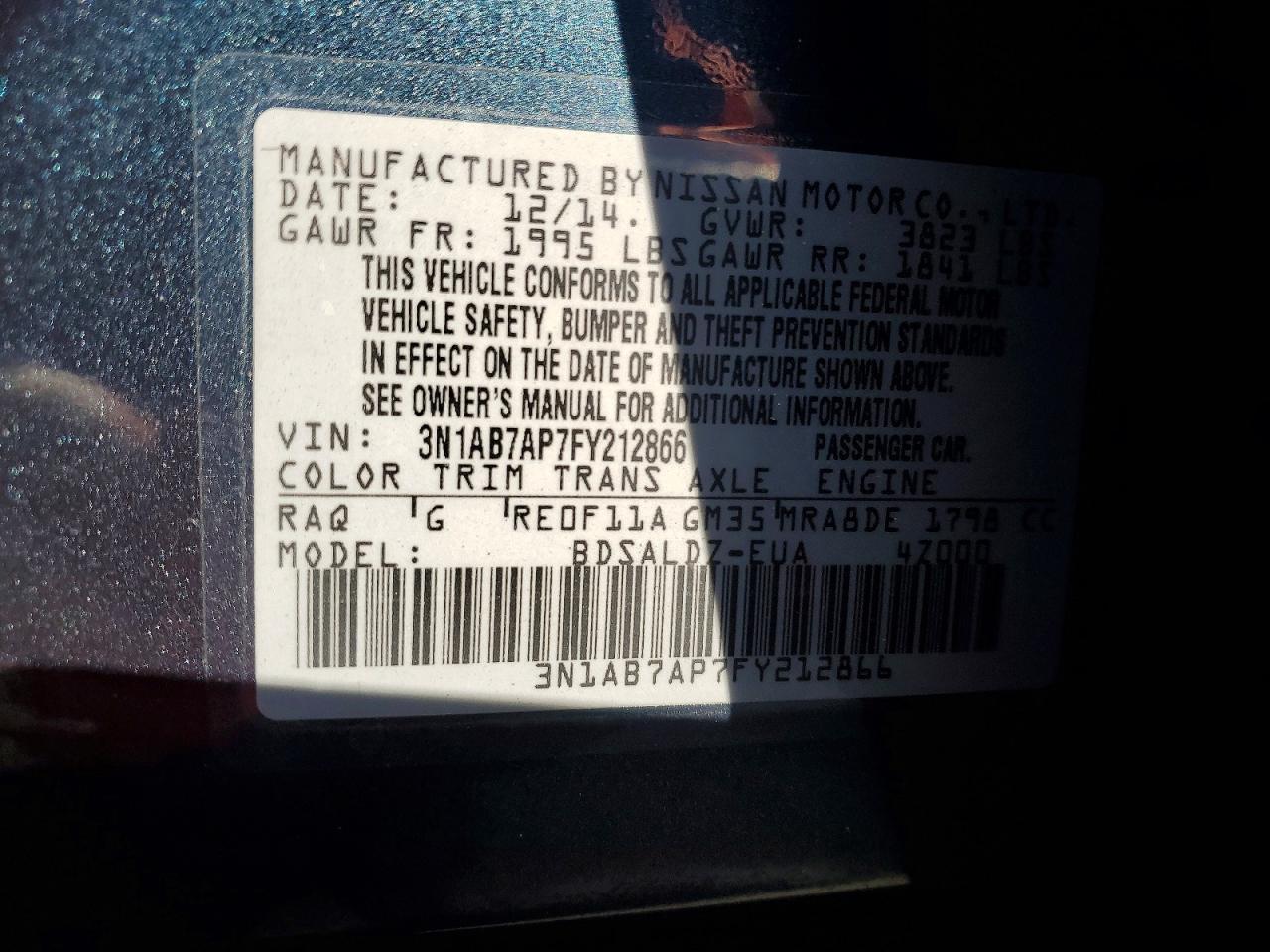 2015 NISSAN SENTRA S photo 12