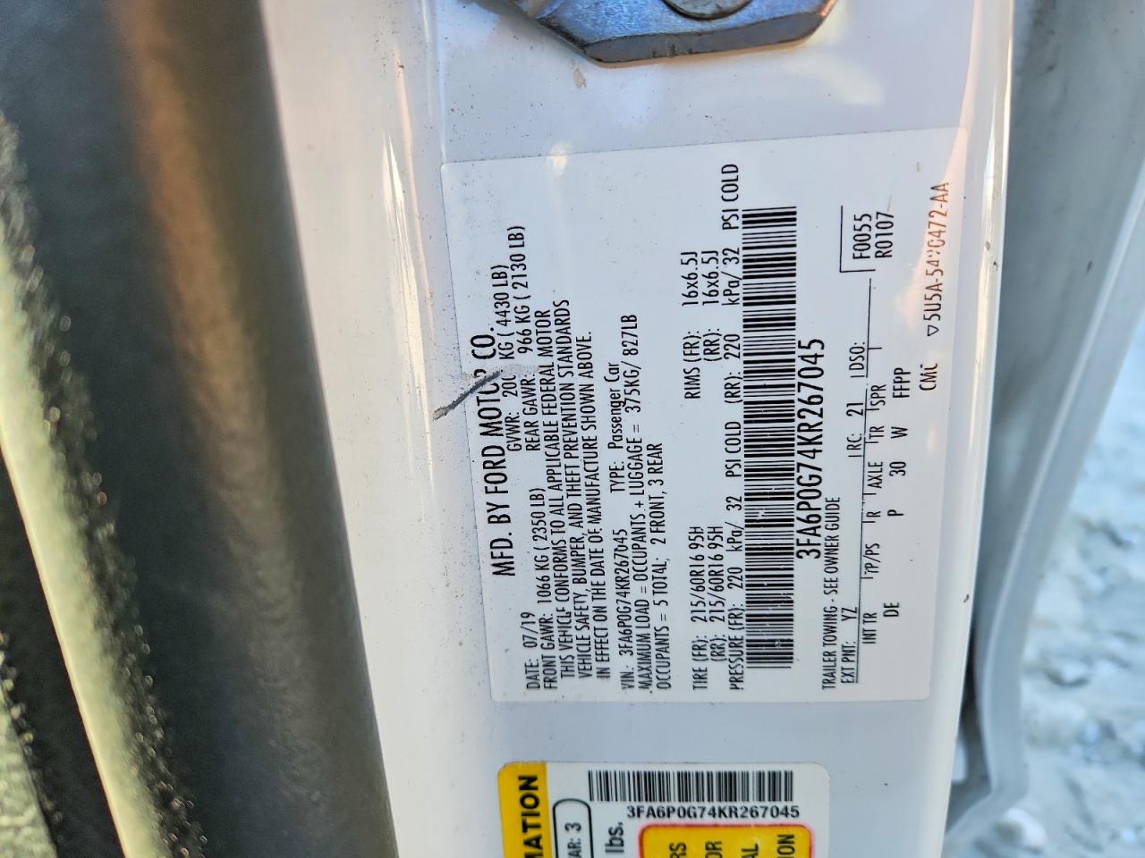 2019 FORD FUSION S photo 23