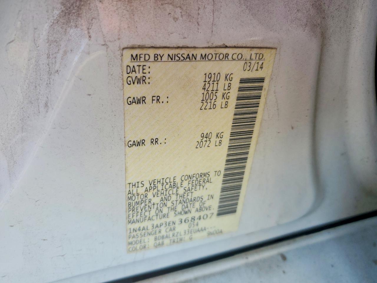 2014 NISSAN ALTIMA 2.5 photo 12