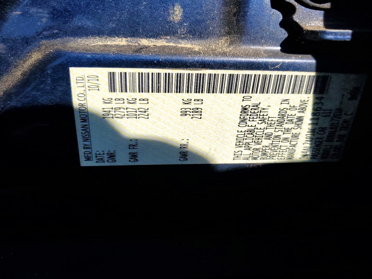 2011 NISSAN ALTIMA BASE photo 12
