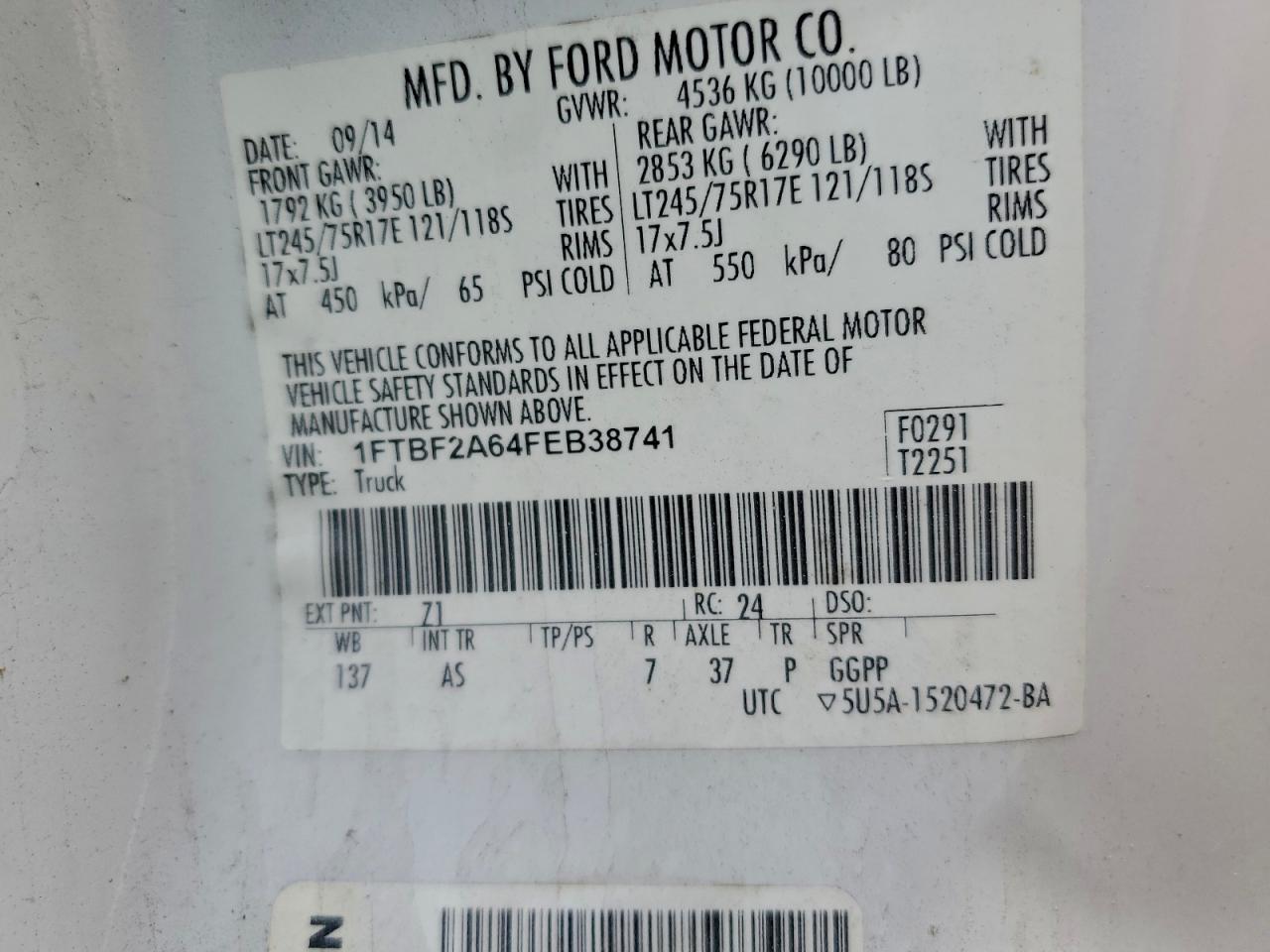 2015 FORD F250 photo 12