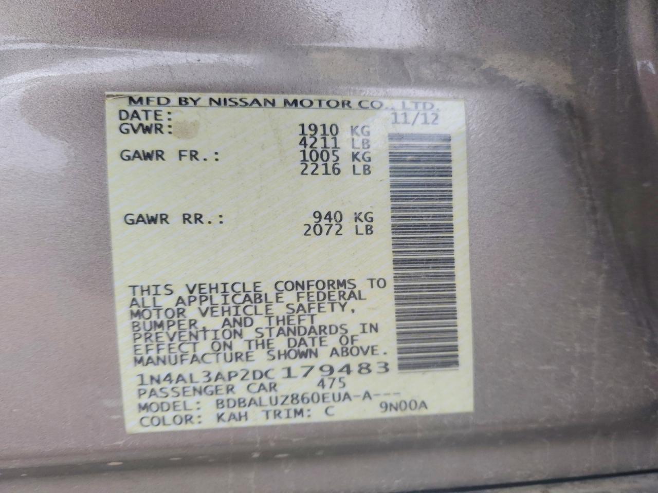 2013 NISSAN ALTIMA 2.5 photo 13