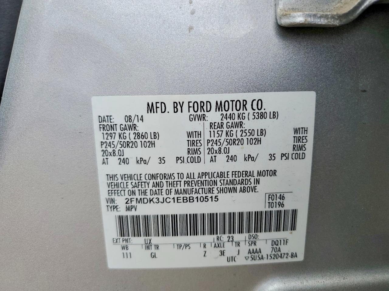 2014 FORD EDGE SEL photo 13