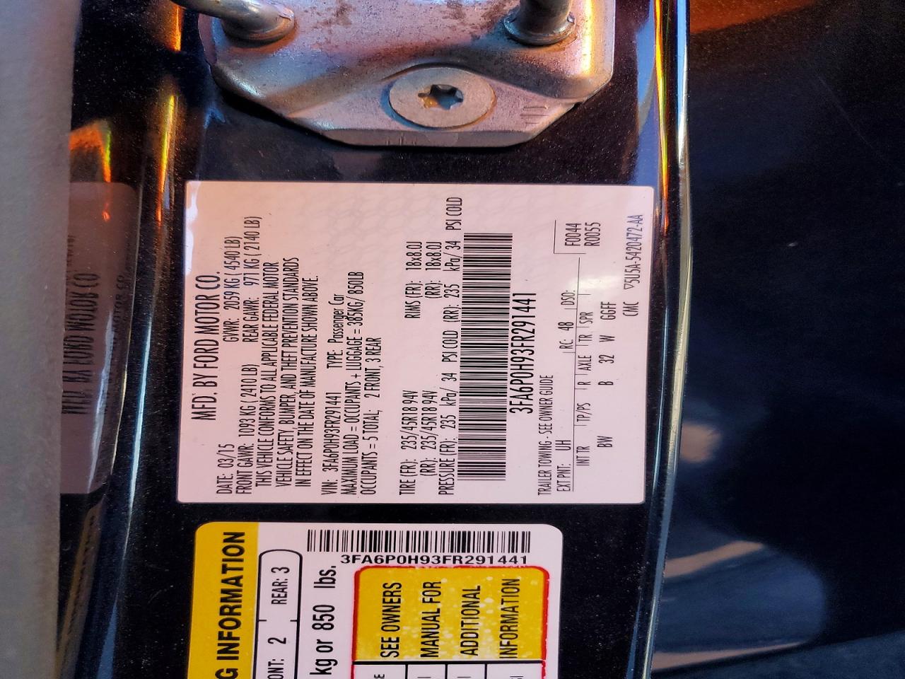 2015 FORD FUSION SE photo 23