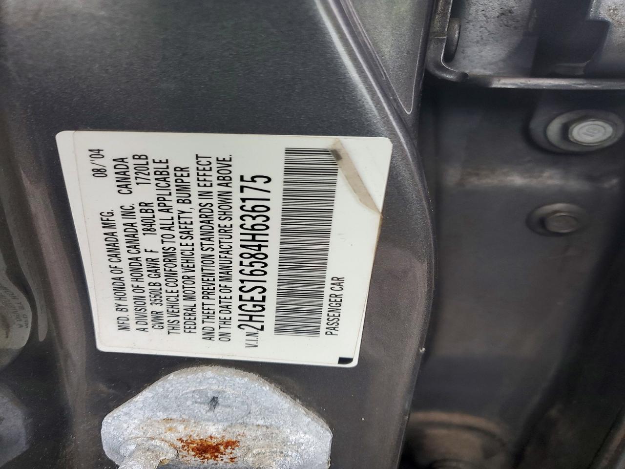2004 HONDA CIVIC LX photo 12