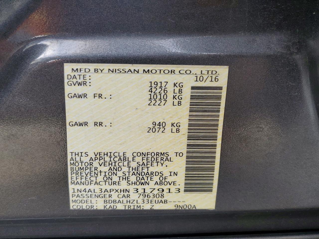2017 NISSAN ALTIMA 2.5 SR photo 12