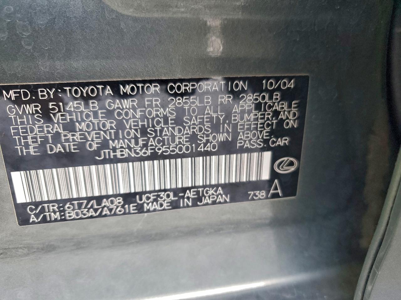 2005 LEXUS LS 430 photo 12