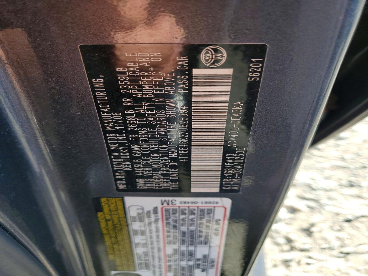 2007 TOYOTA CAMRY CE photo 12