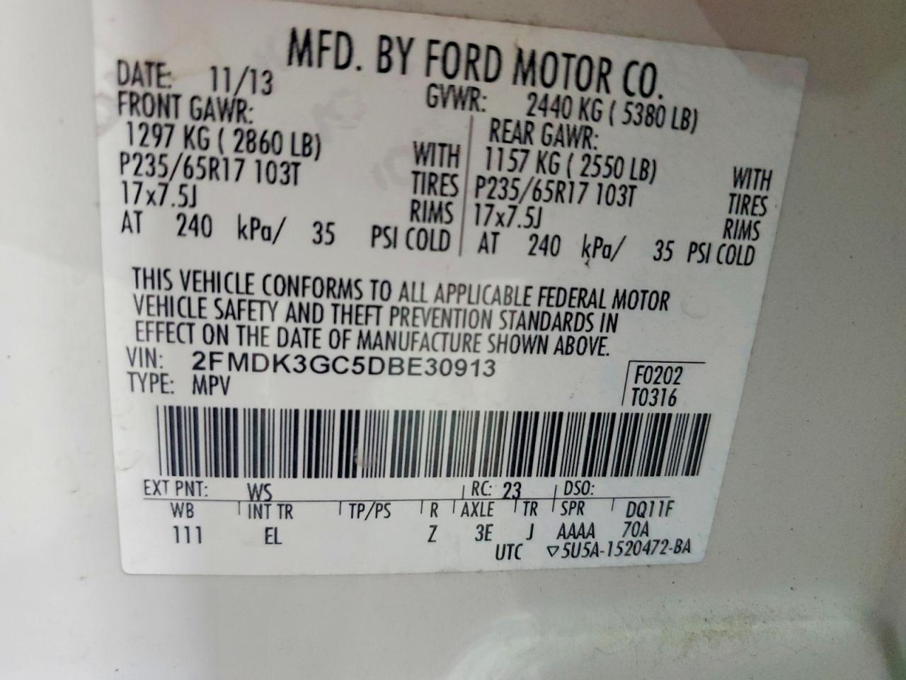 2013 FORD EDGE SE photo 14