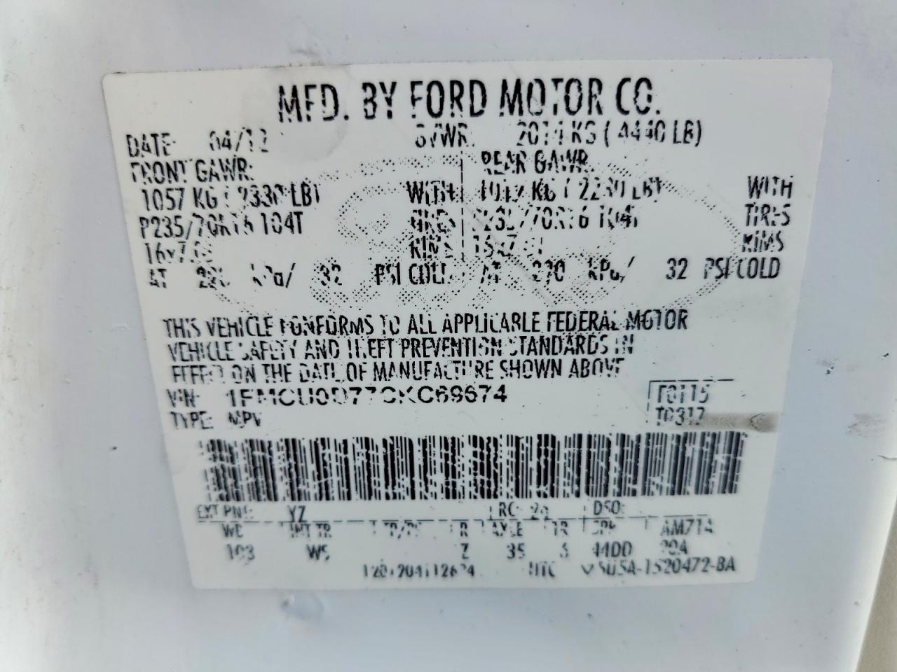 2012 FORD ESCAPE XLT photo 13