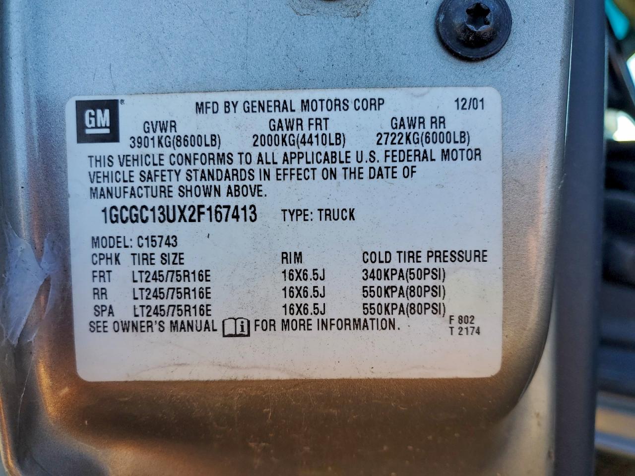 2002 CHEVROLET SILVERADO C1500 HEAVY DUTY photo 12