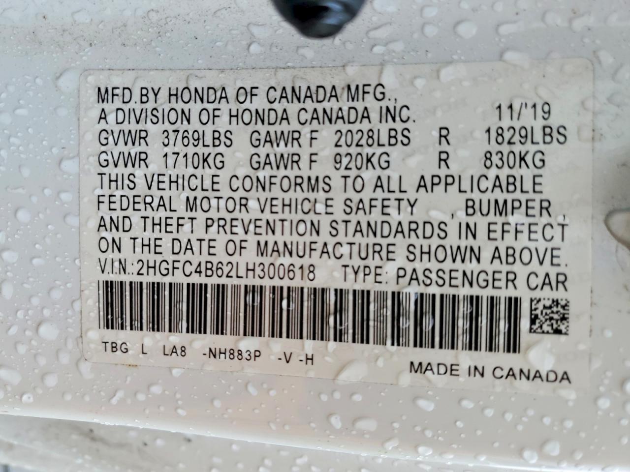 2020 HONDA CIVIC LX photo 12