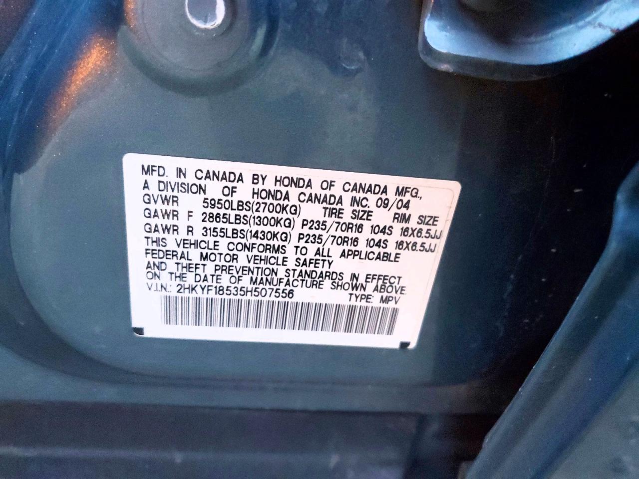 2005 HONDA PILOT EXL photo 25