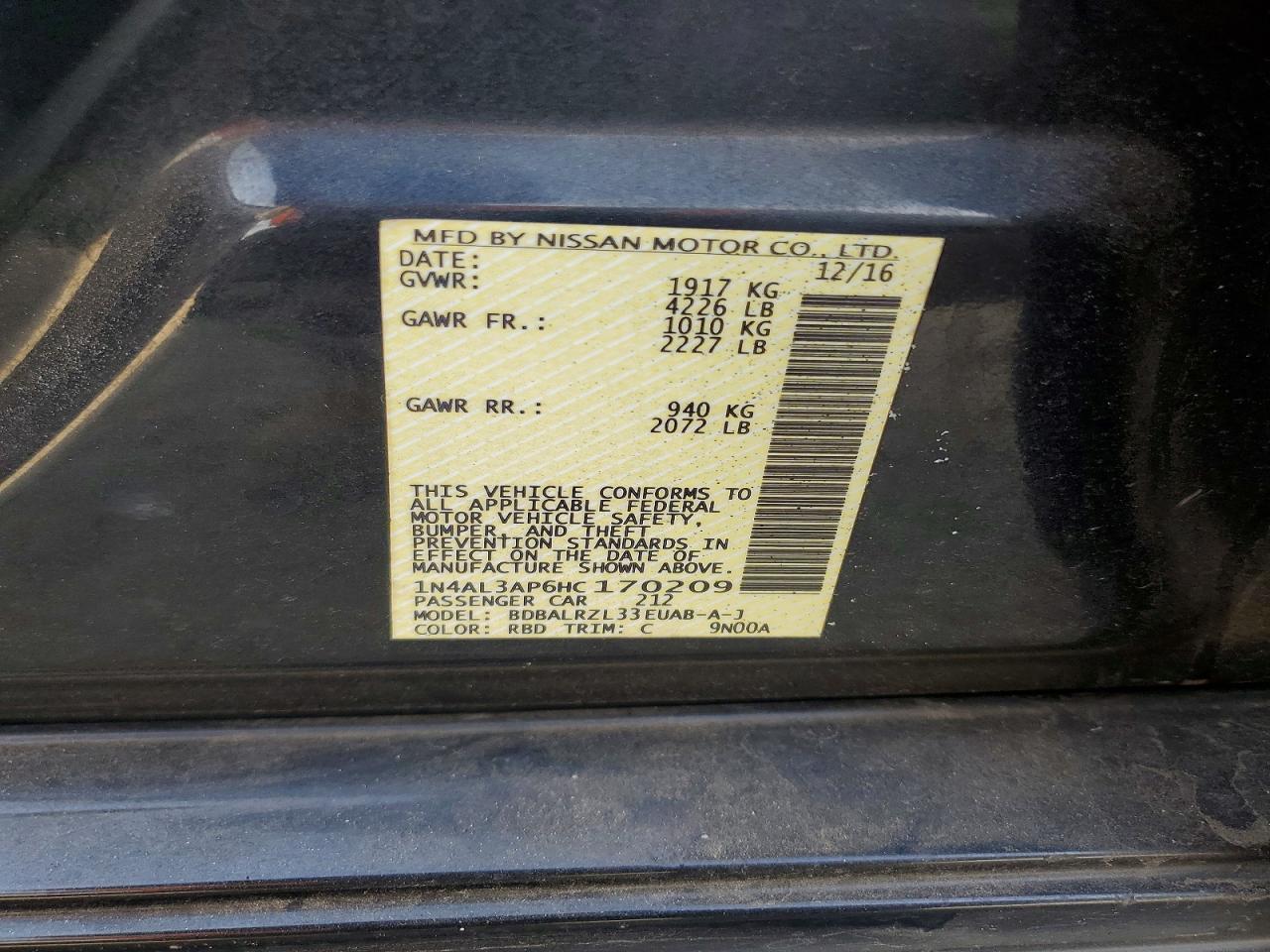 2017 NISSAN ALTIMA 2.5 photo 12