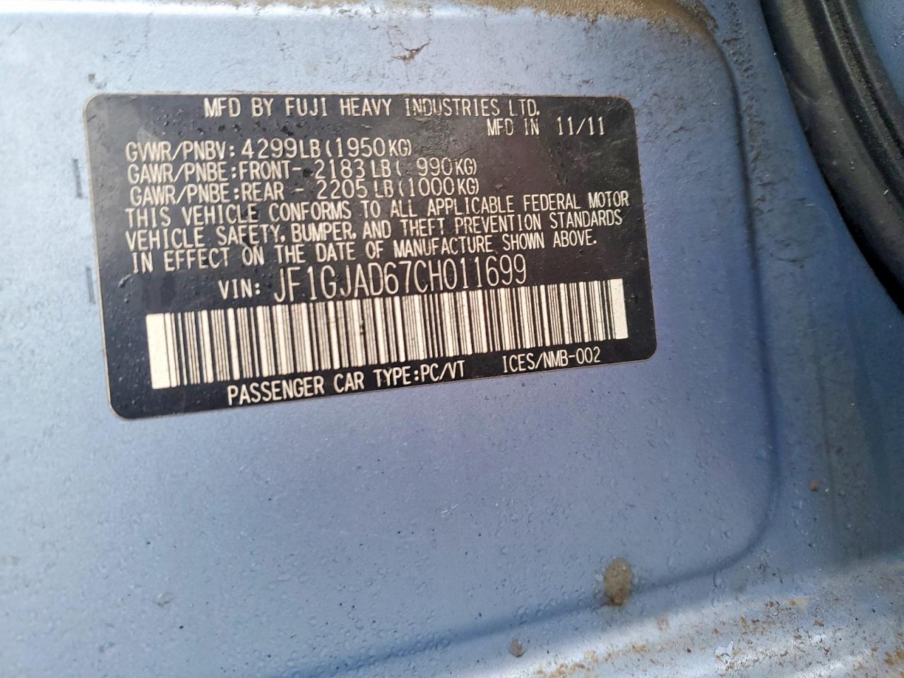 2012 SUBARU IMPREZA PREMIUM photo 12