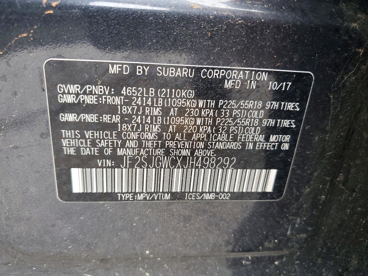 2018 SUBARU FORESTER 2.0XT TOURING photo 13