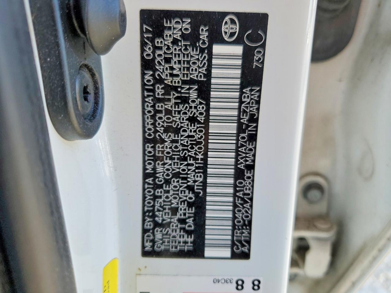 2018 TOYOTA CAMRY L photo 13