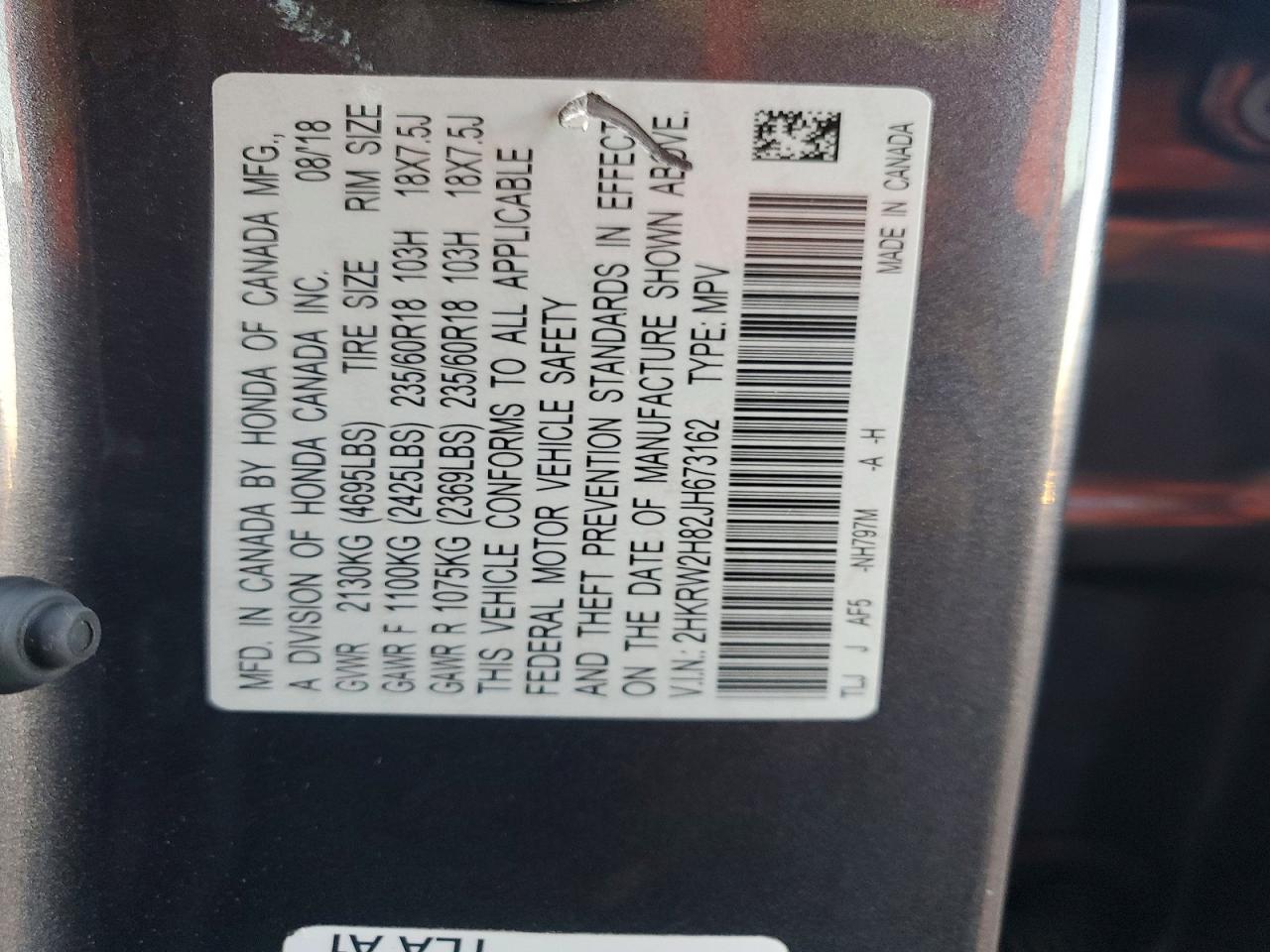 2018 HONDA CR-V EXL photo 13