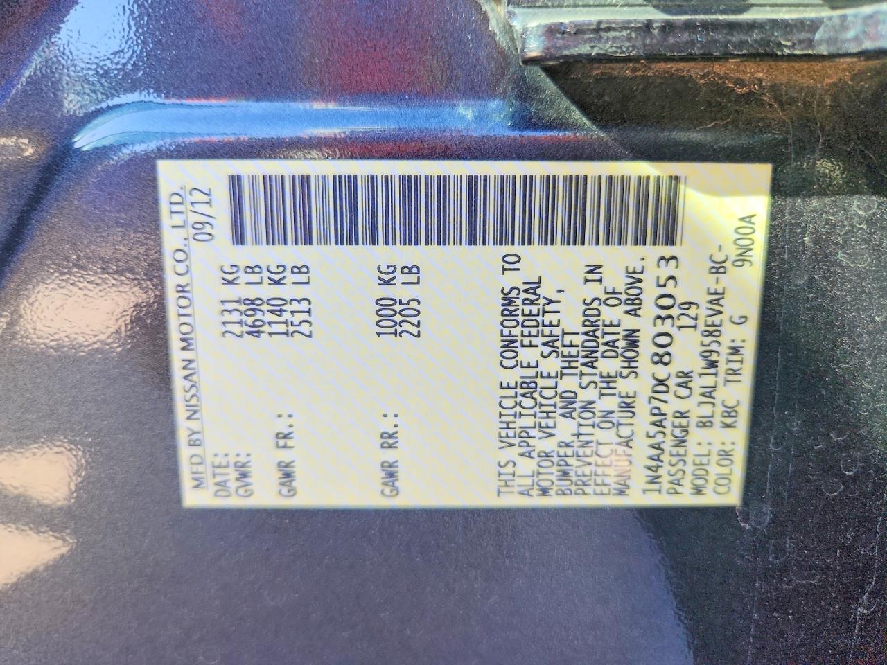 2013 NISSAN MAXIMA S photo 12
