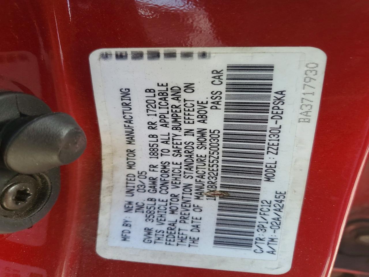 2005 TOYOTA COROLLA CE photo 12