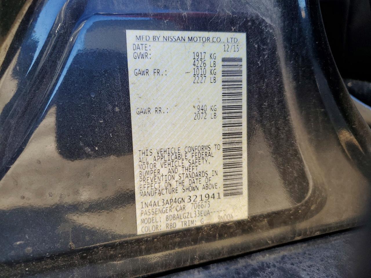 2016 NISSAN ALTIMA 2.5 S photo 12