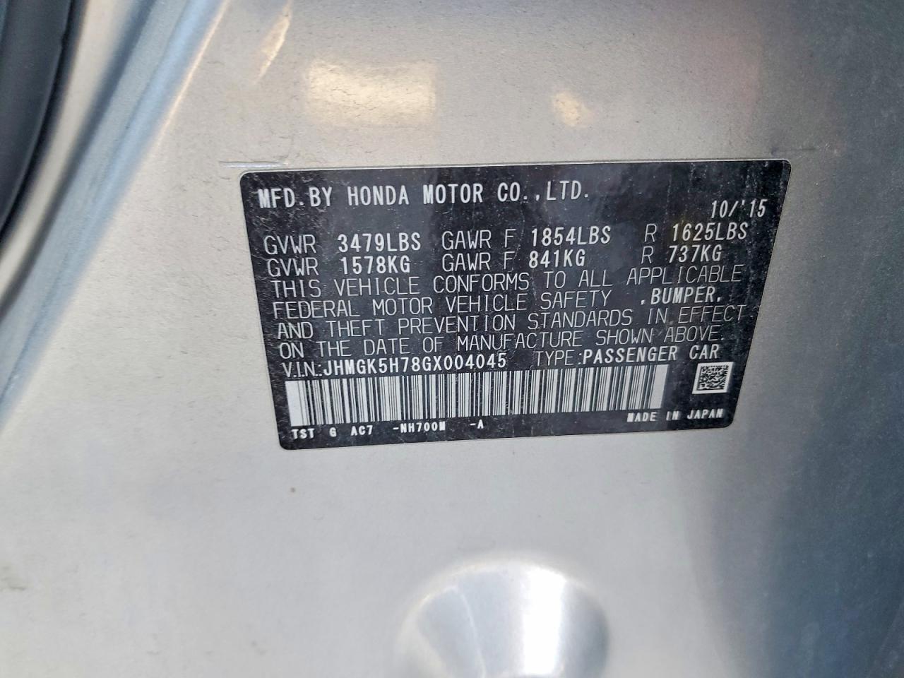 2016 HONDA FIT EX photo 13