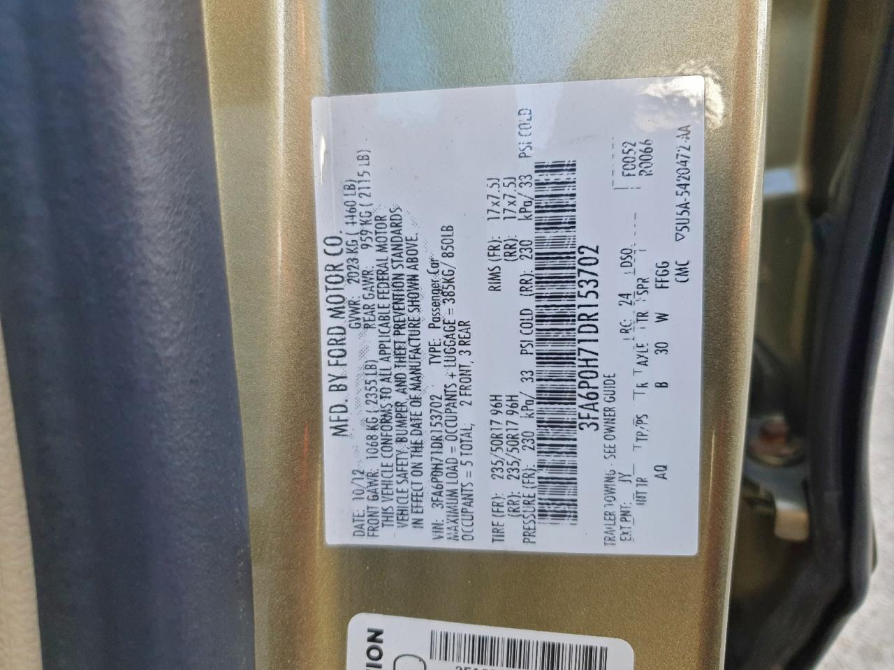 2013 FORD FUSION SE photo 12