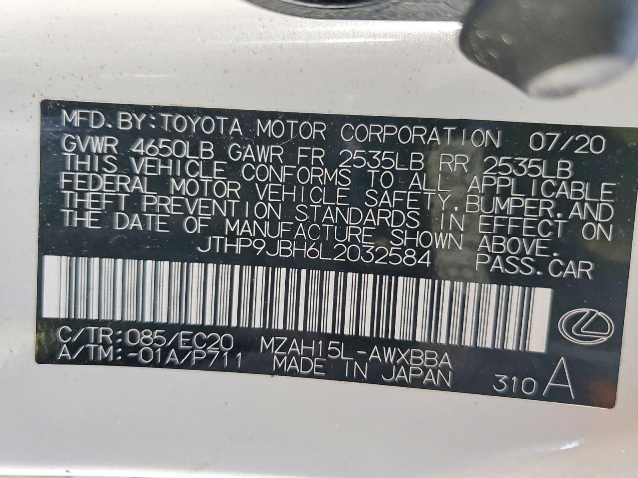 2020 LEXUS UX 250H photo 12