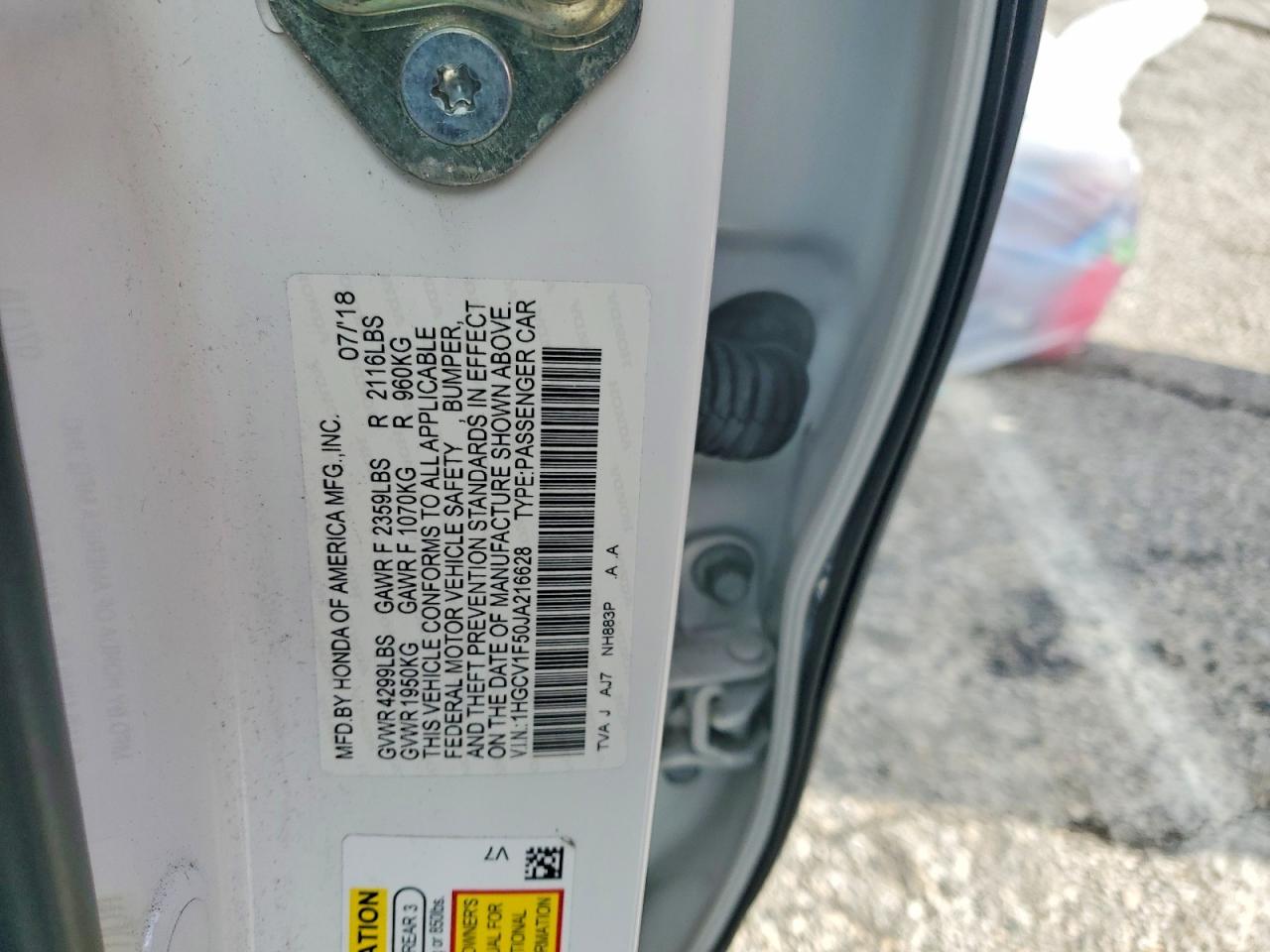 2018 HONDA ACCORD EXL photo 12