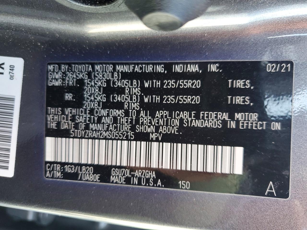 2021 TOYOTA HIGHLANDER LIMITED photo 34