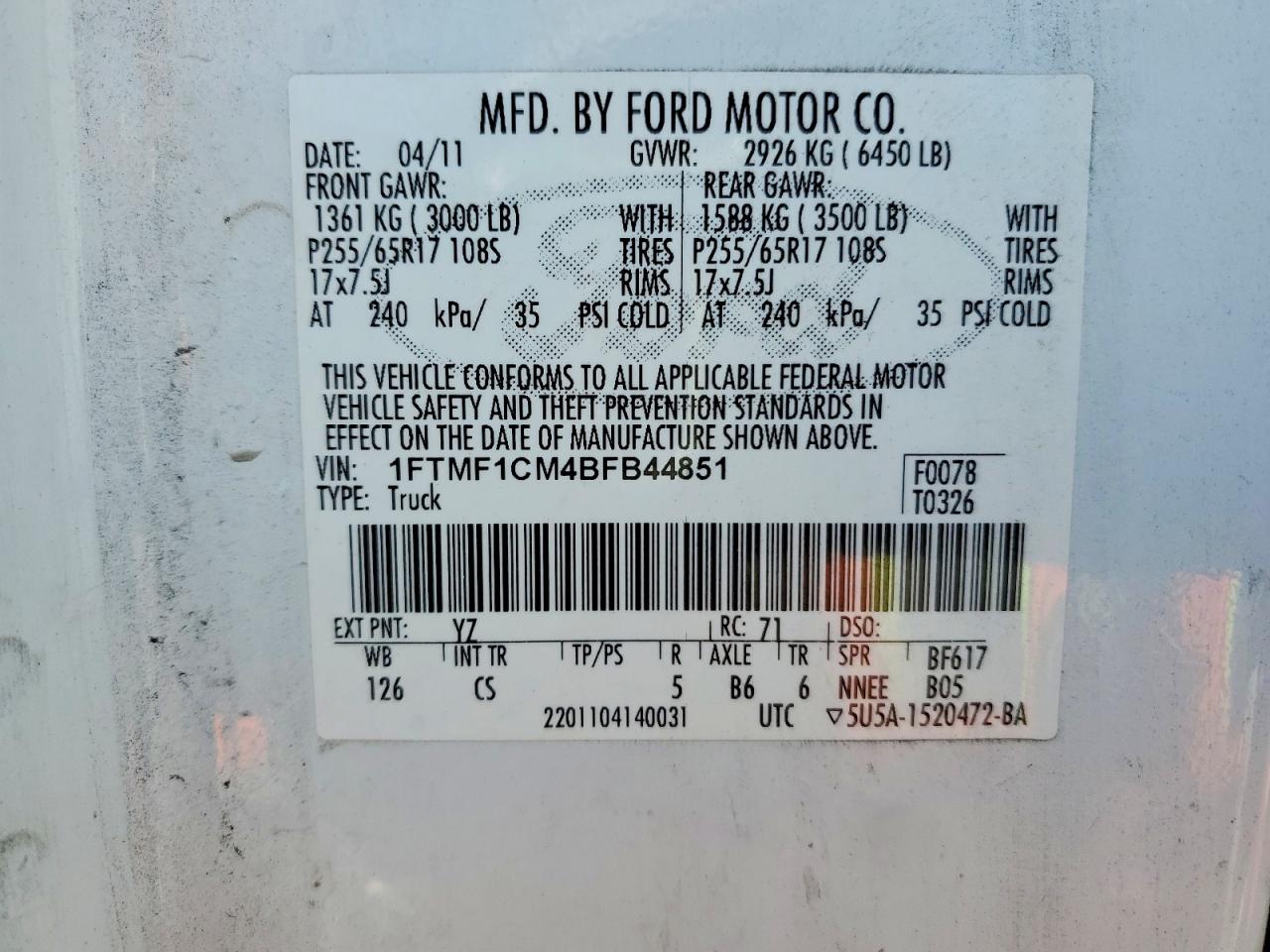 2011 FORD F150 photo 12