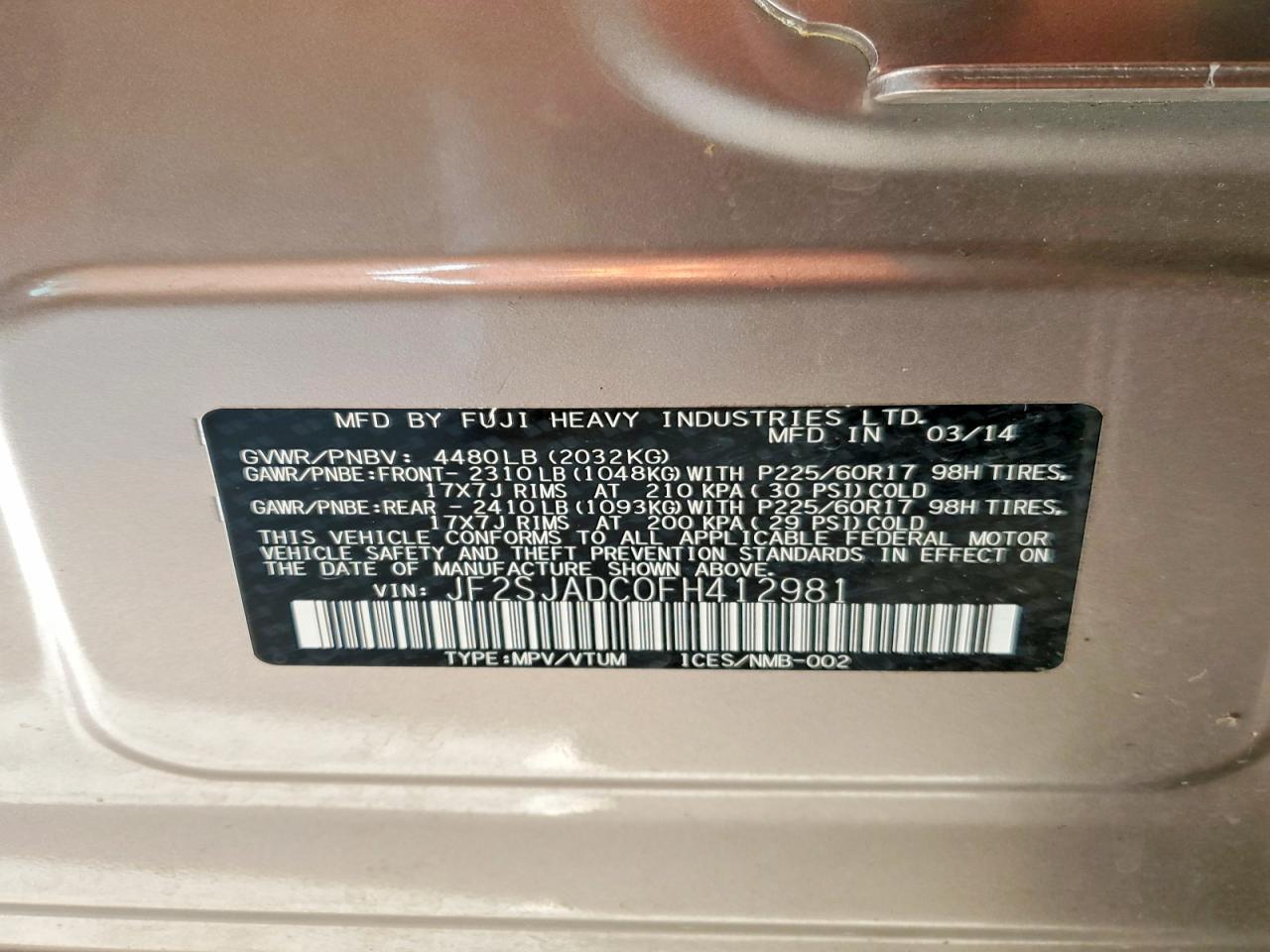 2015 SUBARU FORESTER 2.5I PREMIUM photo 25