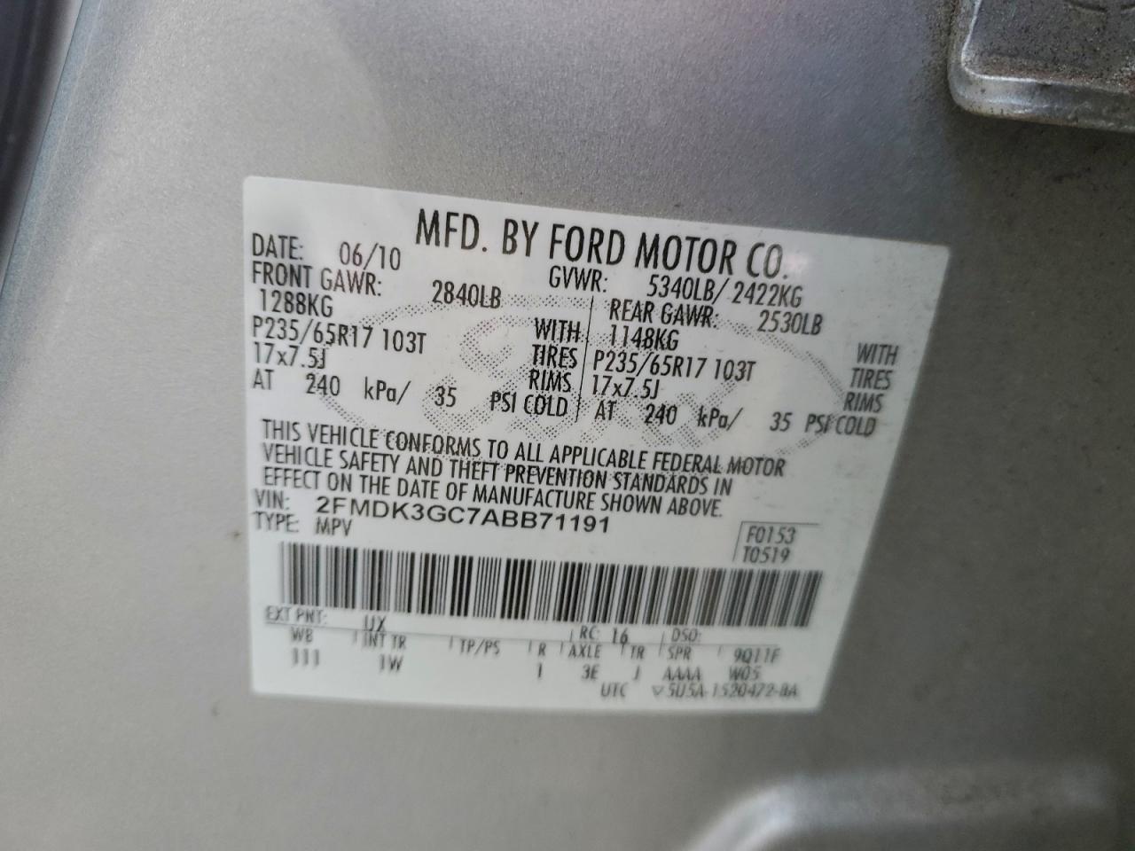 2010 FORD EDGE SE photo 13