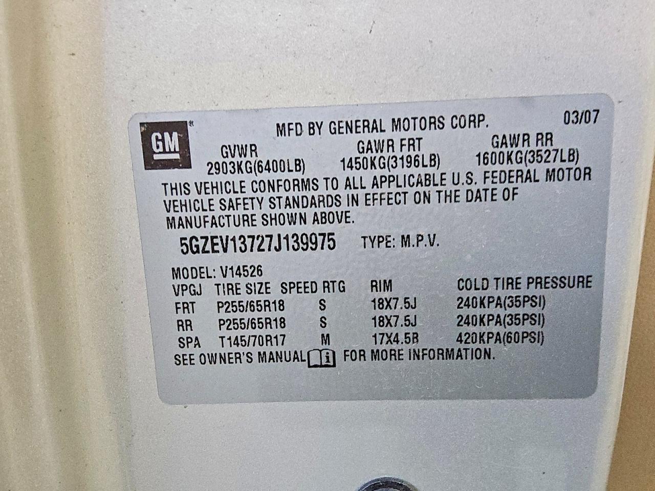 2007 SATURN OUTLOOK XE photo 13