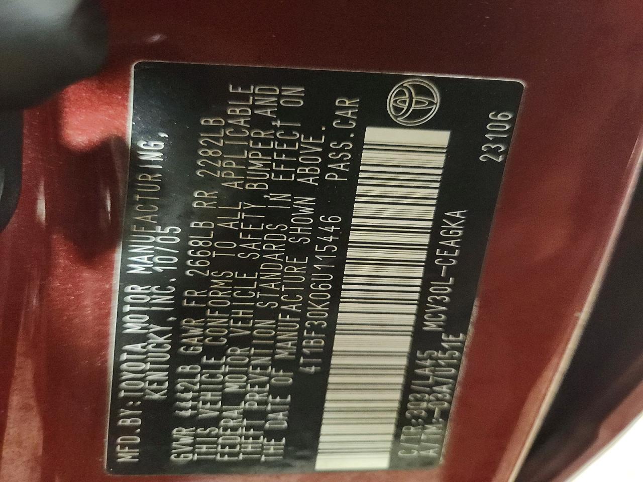 2006 TOYOTA CAMRY XLE V6 photo 12